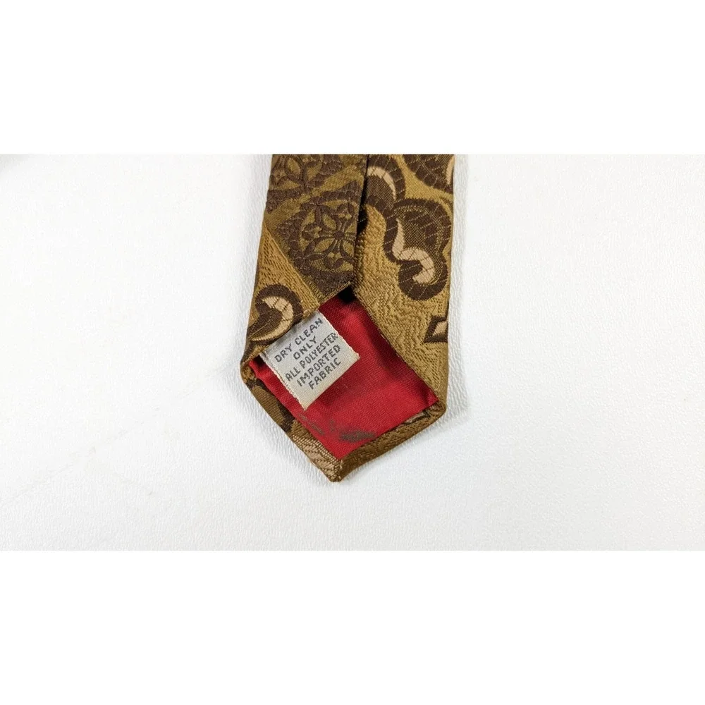 Beau Brummell Gentry Vintage Wide Tie Olive Green Brown Geometric Paisley